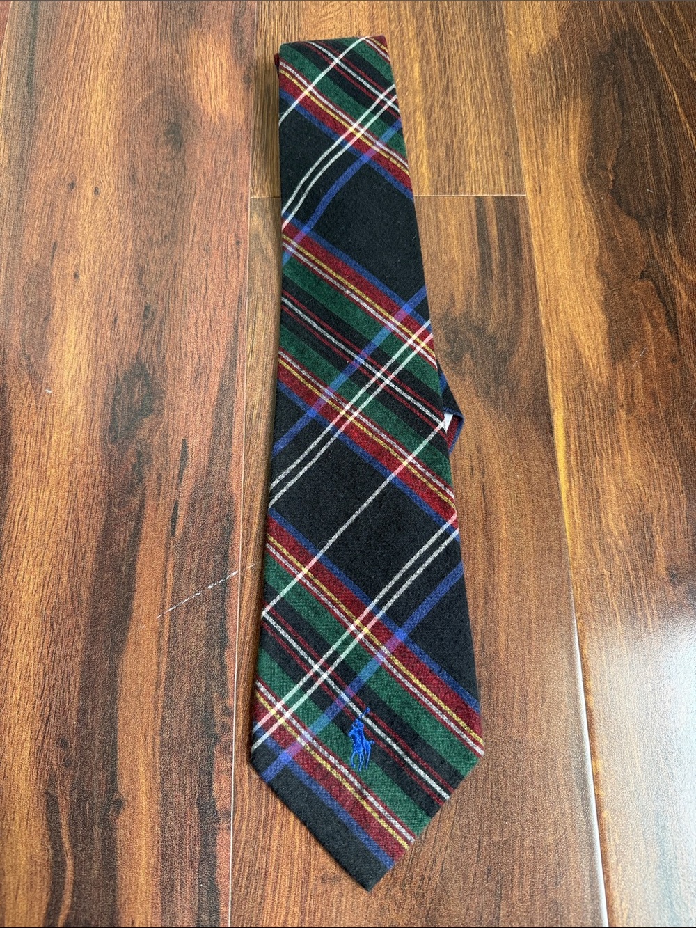 VTG Polo Ralph Lauren Plaid Cotton Tie Preppy